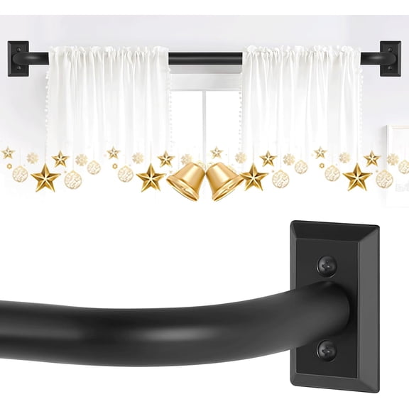 Black Wrap Around Curtain Rods 66 to 120Inch:Blackout Adjustable Window Curtain Rod,Room Darkening Heavy Duty Curved French Metal Single Drapery Rods for Bedroom Kitchen Easy Install,Matte Black