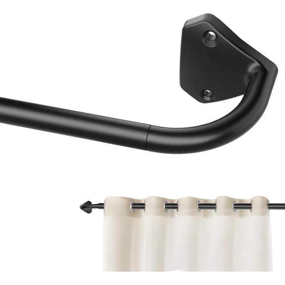 Black Wrap Around Curtain Rods for Windows 28 to 48 inch, 5/8 inch Industrial Telescoping Blackout Curtain Rods for Bedroom & Outdoor