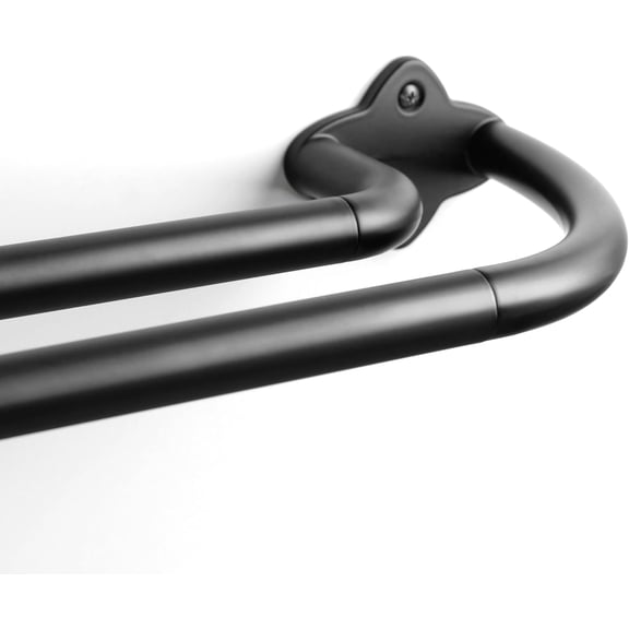 Black Wrap Around Double Curtain Rod 48-88 Inch - Heavy Duty Drapery Rod for Room Darkening Curtain Panels