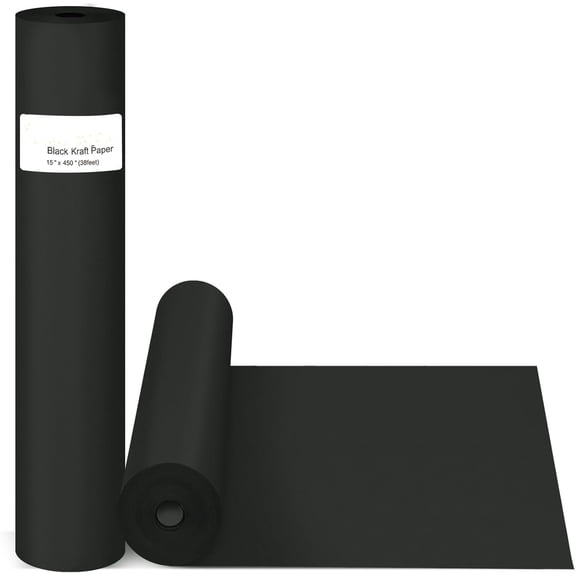 Black Wrapping Paper, 15"450" Art Craft Kraft Paper Construction Bulletin Board Decorative Paper Roll for Fathers Day Birthday Halloween, Bouquet Graduation Gift Wrap for Nurse Men