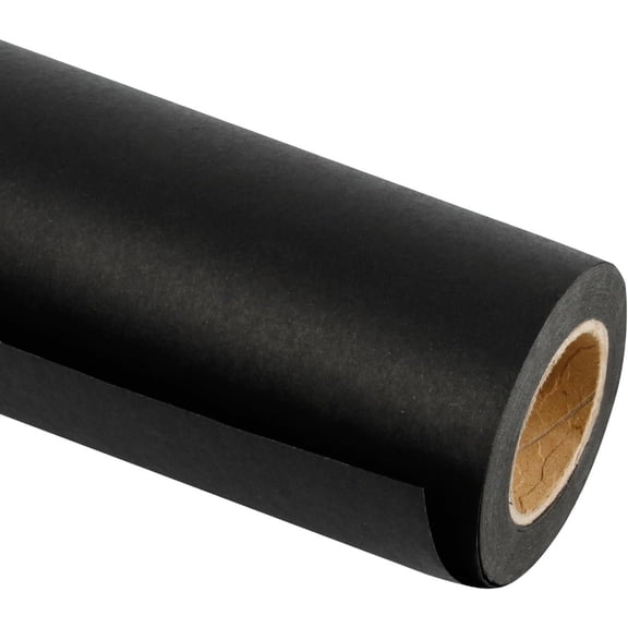 Black Wrapping Paper Roll for Women Men Boys Girls Kids - Solid Black Kraft Gift Wrap Paper for Wedding Birthday Christmas - 1 Roll, 17.7inch x 32.8feet