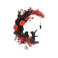 Black Wreath With Branches And Synthetic Flowers Beautiful Decorative