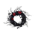Black Wreath With Branches And Synthetic Flowers Beautiful Decorative