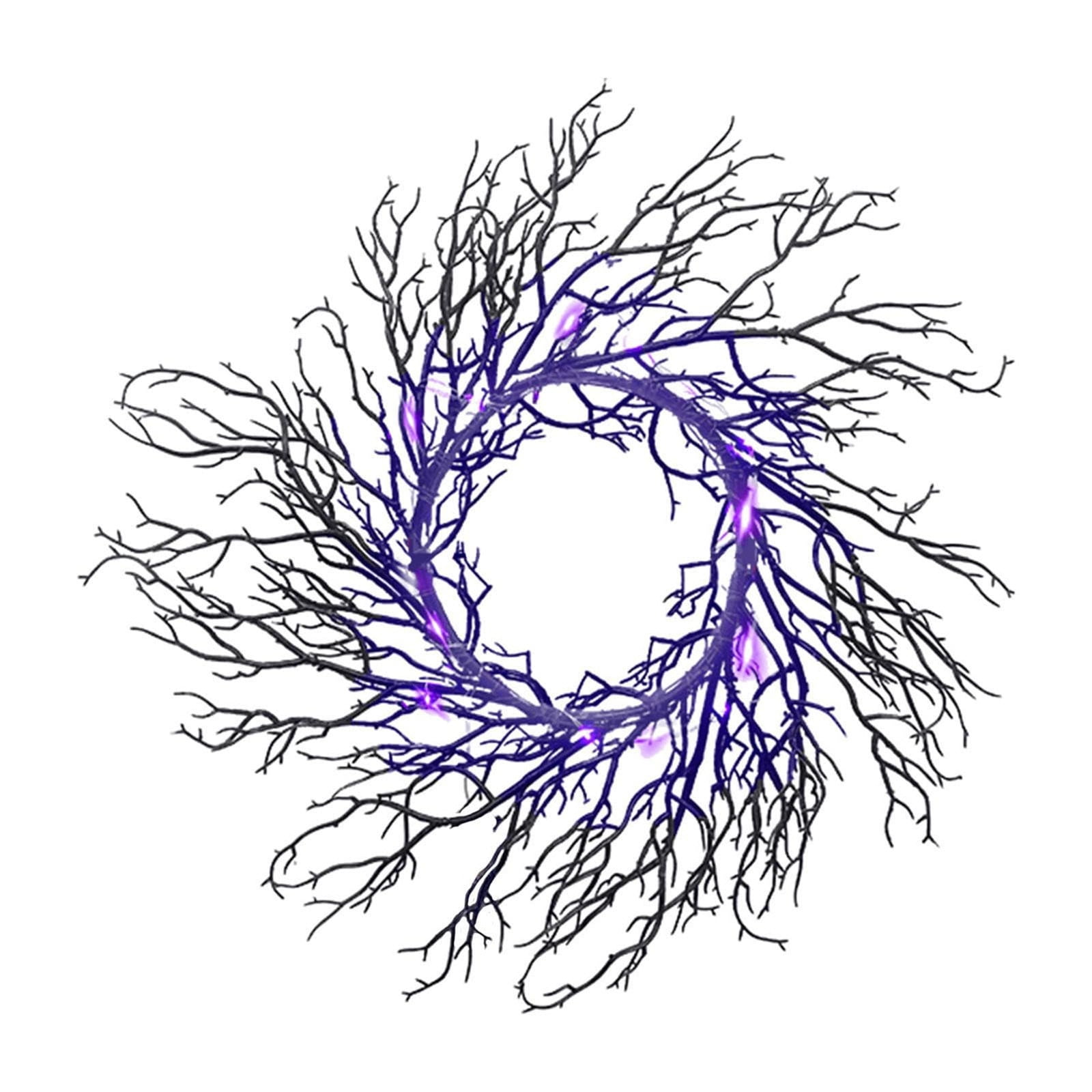 Black Wreath With Branches And Synthetic Flowers Beautiful Decorative