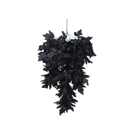 Black Wreaths for Front Door, Gothic Teardrop Swag Artificial Maple Leaves for Indoor Outdoor Farmhouse Home Wall Window Wedding Halloween Decorations