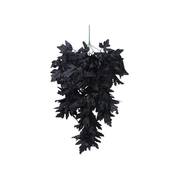 Black Wreaths for Front Door, Gothic Teardrop Swag Artificial Maple Leaves for Indoor Outdoor Farmhouse Home Wall Window Wedding Halloween Decorations