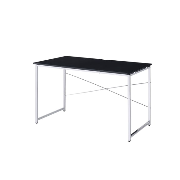 Black Writing Desk with Shelf Bookcase - Modern Office Desk with Sled Base - 47.5 Inch Computer Desk for Home Office - Durable Metal Frame - Space Saving