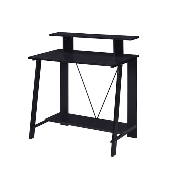 Black Writing Desk with Shelves and V - shape / Ideal for Office Organization