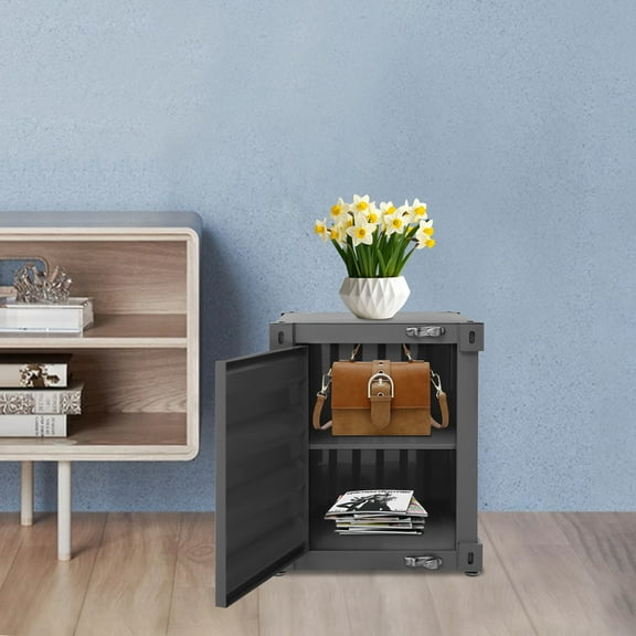 Black Wrought Iron 40x40x50cm Industrial Wind Lock Box Coffee Table Double Locker Living Room Side Table Bedside Table