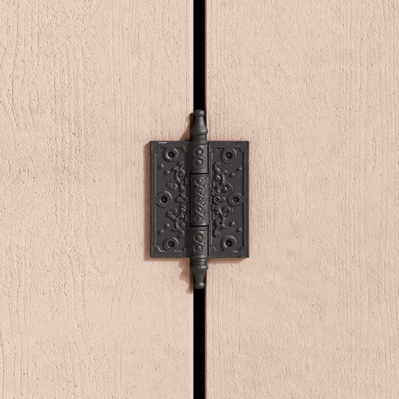 Black Wrought Iron Butt Hinge 5.75" H x 3" W Decorative Antique Victorian Steeple Tip Rust Resistant Flush Mount Cabinet Door Hinges w/Hardware Renovators Supply