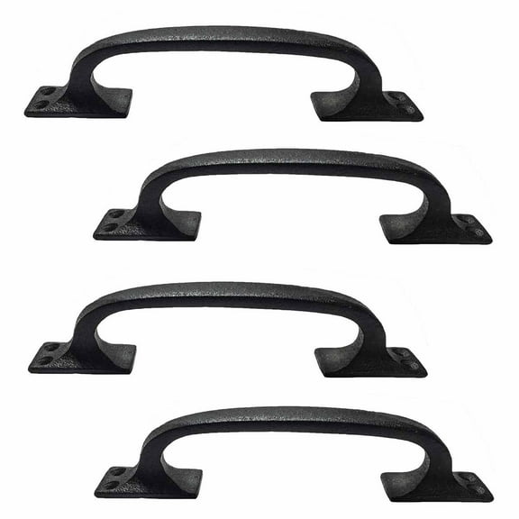 Black Wrought Iron Cabinet Handle 6" L Rust Resistant Powder Coated Pack of 4