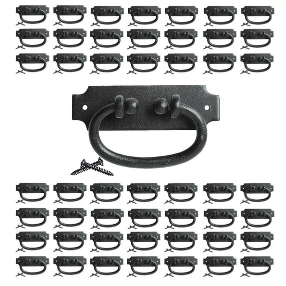 Black Wrought Iron Cabinet Pulls Antique Hepplewhite Handles 5.25" W Drop Style Ring Drawer Pulls Rust Resistant Renovators Supply