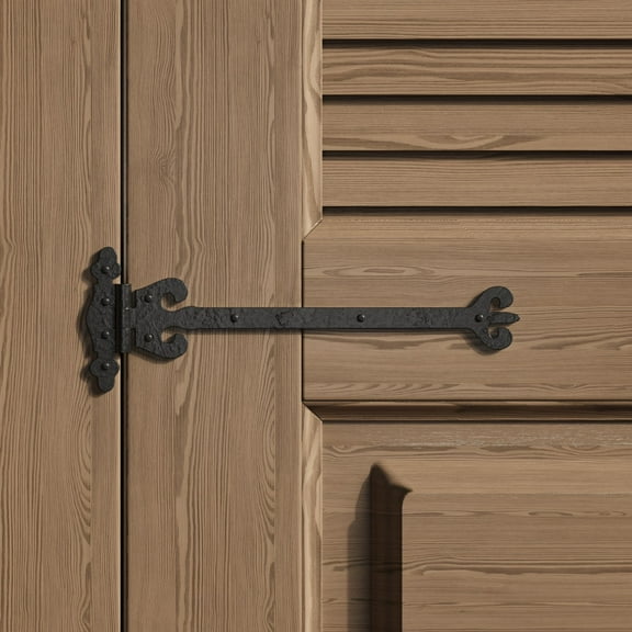 Black Wrought Iron Door Strap Hinge 12.5" L x 4.1" W Decorative Rust Resistant Vintage Flush Mount Door Hinge forCabinet, Barn or Shed Doors w/Hardware Renovators Supply