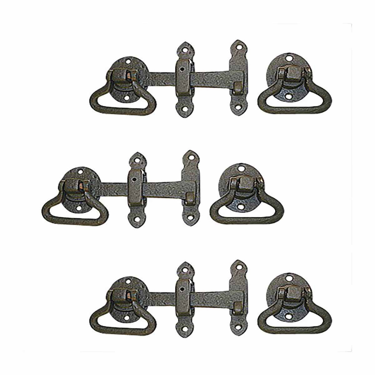 Black Wrought Iron Gate Turn Latch Lock Set 6.5" W Heavy Duty Rust