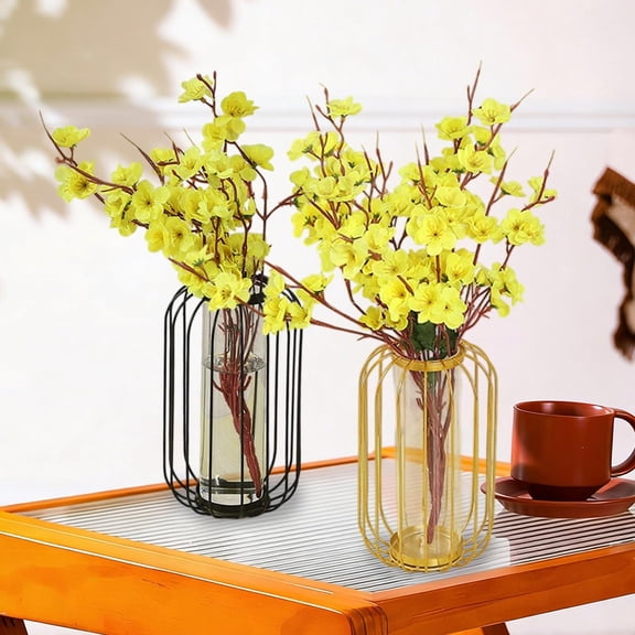 Black Wrought Iron Lantern Vase, Elegant Floral Arrangement Container, Decorative Ornament for Home Decor, Table Centerpiece, Garden Accent, 1 Pc