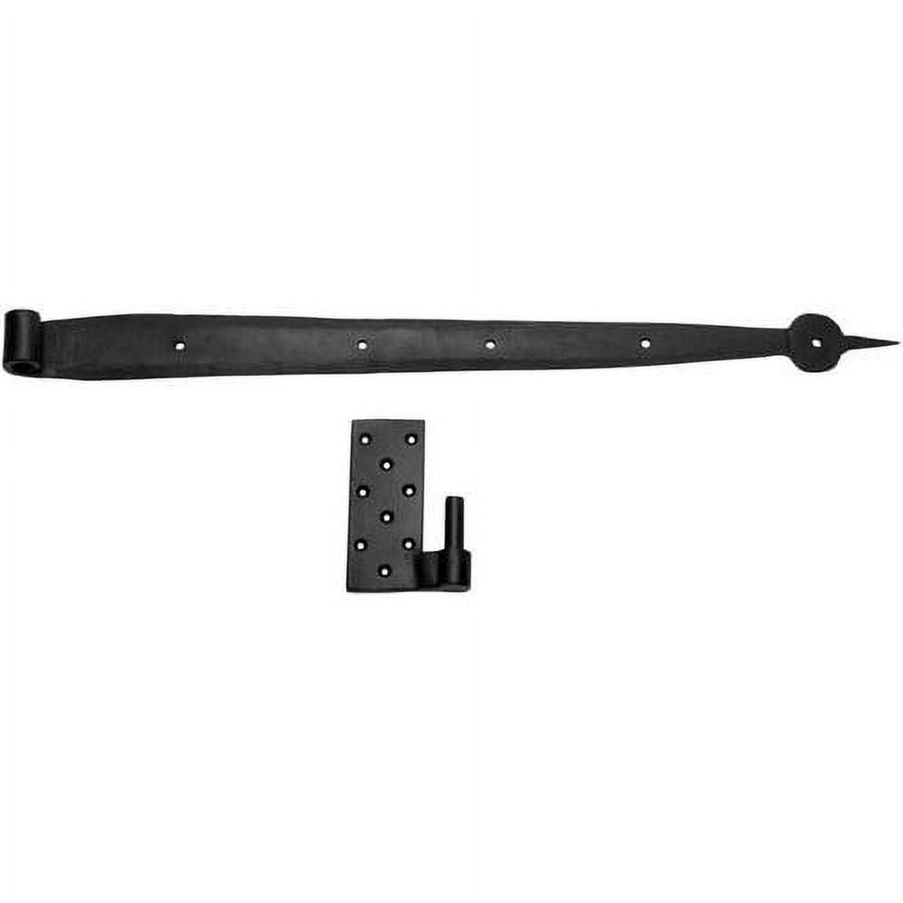 Black Wrought Iron Lift Off Pintle Strap Hinge 24.5 In Reversible