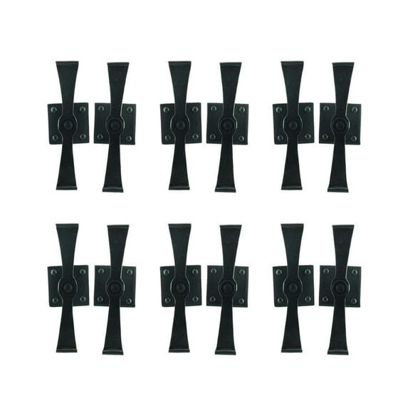 Black Wrought Iron Shutter Dog Holders 5.8" L Propeller w/Screw - Pack of 6 Pairs (12 Pcs)| Renovators Supply