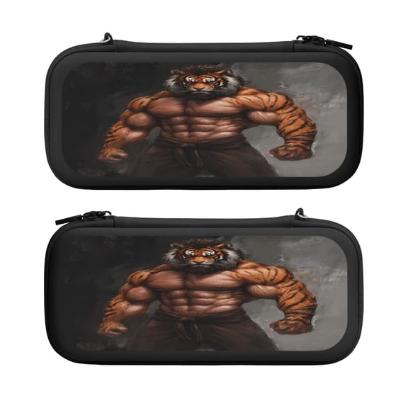 Black Wukong (3), Carrying Case For Nintendo Switch & OLED Version, Eva Lightweight Shockproof Protective Pouch Case for Game Console & Accessories with 10 Game Card Slot & Wristband, Black