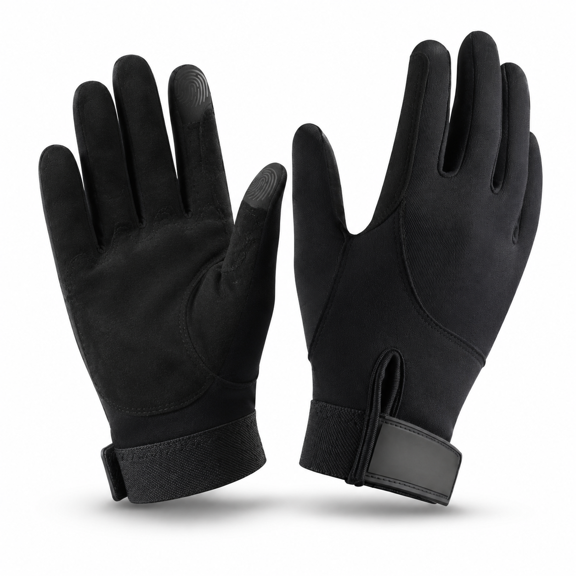 Black X-Large Winter Equestrian Gloves For Horseback Riding Cycling Outdoor Activities