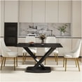 thumbnail image 1 of Black X-Leg Dining Table for 6 People, Sintered Stone Top Modern Kitchen Table, 1 of 9