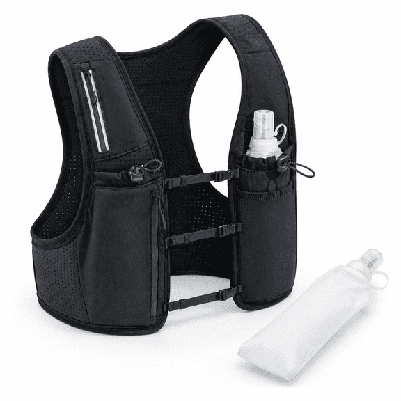 Black X Small - Small Lightweight Reflective Running Hydration Pack Vest