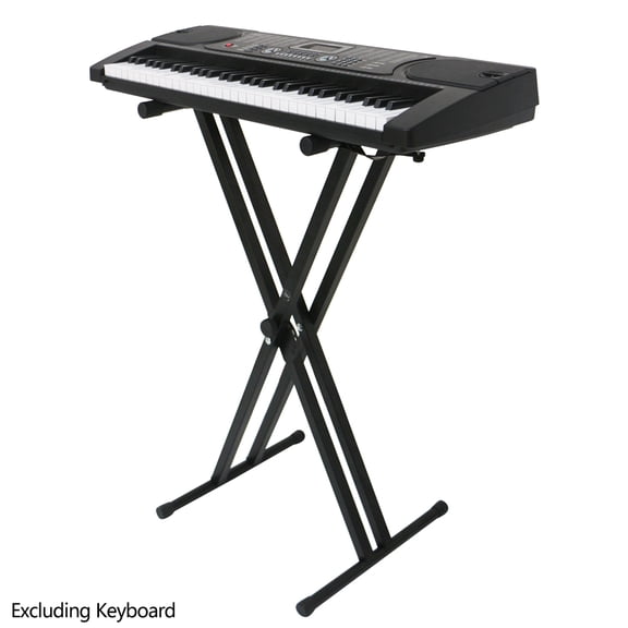 Black X Type Double Brace Keyboard Stand, Iron Material Foldable Design, 6 Adjustable Height Positions, Portable Electronic Piano Support for Music Performance