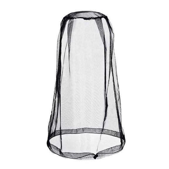 Black XL Drawstring Mosquito Head Net Hat 44x50cm Full Mesh Face Neck Bug Hood for Fishing Hunting Backyard Work