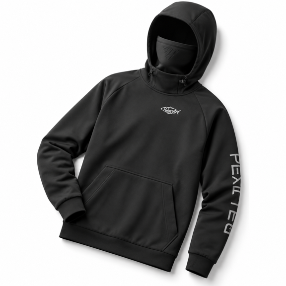 Black XX-Large Fleece-Lined Cold Weather Fishing Jacket with Stretch Neck Gaiter