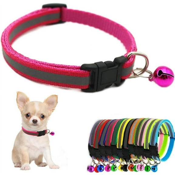 Black XXS Dog Collar with Bell, Reflective XSmall Puppy Collars Soft Adjustable Buckle for XS Extra Small Puppies Female Male Tiny Little Cats Boy Girl Pets Kitten Yorkie Chihuahua Teacup X-Small