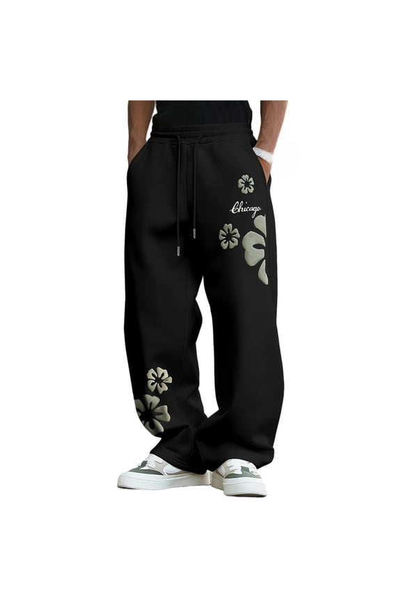 Black Y2K Baggy Gothic Sweatpants Y2K Men Emo Sweatpants 2000's Clothes Mens Baggy Track Pants, Drawstring Joggers for Gym Workout Hip Hop Streetwear Athletic Daily Wear