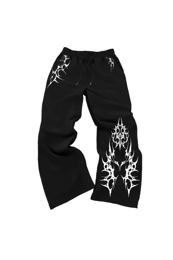 Black Y2K Baggy Gothic Sweatpants Y2K Men Emo Sweatpants 2000's Clothes Mens Baggy Track Pants, Elastic Waist Joggers for Gym Workout Hip Hop Streetwear Outdoor Casual Wear