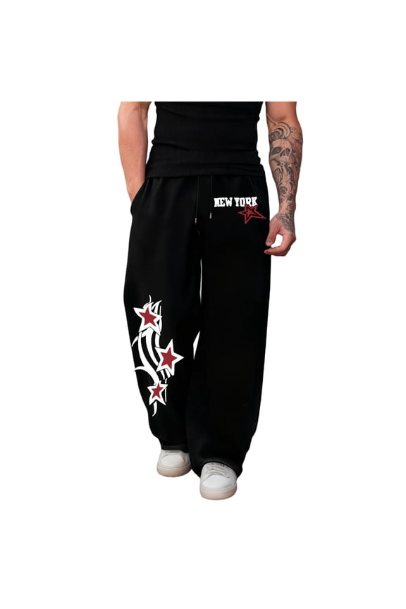 Black Y2K Baggy Gothic Sweatpants Y2K Men Emo Sweatpants 2000's Clothes Mens Baggy Track Pants, Elastic Waist Joggers for Gym Workout Hip Hop Streetwear Outdoor Casual Wear
