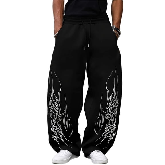 Black Y2K Baggy Gothic Sweatpants Y2K Men Emo Sweatpants 2000's Clothes Mens Baggy Track Pants, High Waist Joggers for Gym Workout Hip Hop Streetwear Daily Lounge Wear
