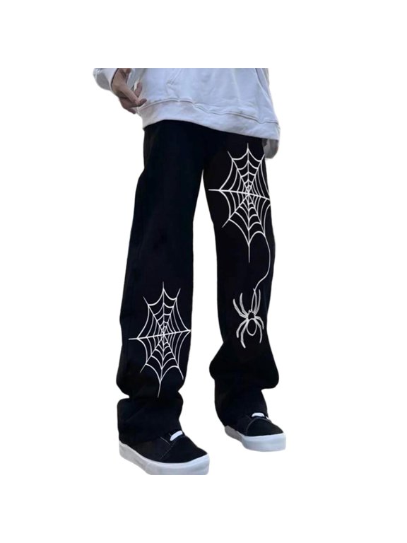 Black Y2K Baggy Gothic Sweatpants Y2K Men Emo Sweatpants 2000's Clothes Mens Baggy Track Pants, Loose Joggers for Gym Workout Hip Hop Streetwear Daily Outdoor Wear