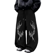 Black Y2K Baggy Gothic Sweatpants Y2K Men Emo Sweatpants 2000s Clothes Mens Baggy Track Pants, Loose Joggers for Gym Workout Hip Hop Streetwear Daily Outdoor Wear