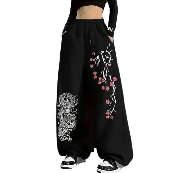 Black Y2K Baggy Gothic Sweatpants Y2K Men Emo Sweatpants 2000's Clothes Mens Baggy Track Pants, Relaxed Fit Joggers for Gym Workout Hip Hop Streetwear Casual Lounge Wear