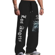 Black Y2K Baggy Gothic Sweatpants Y2K Men Emo Sweatpants 2000s Clothes Mens Baggy Track Pants, Wide Leg Joggers for Gym Workout Hip Hop Streetwear Casual Athletic Wear