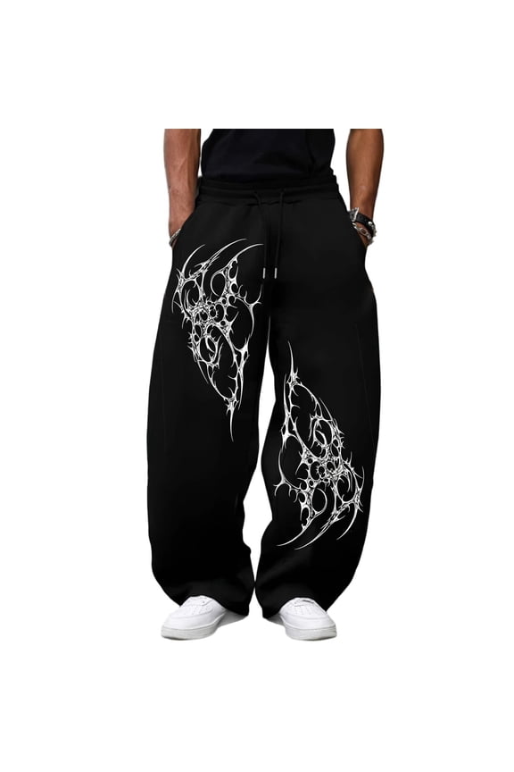 Black Y2K Baggy Gothic Sweatpants Y2K Men Emo Sweatpants 2000's Clothes Mens Baggy Track Pants, Wide Leg Joggers for Gym Workout Hip Hop Streetwear Casual Daily Wear