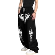 Black Y2K Baggy Gothic Sweatpants Y2K Men Emo Sweatpants 2000s Clothes Mens Baggy Track Pants, Wide Leg Joggers for Gym Workout Hip Hop Streetwear Casual Daily Wear