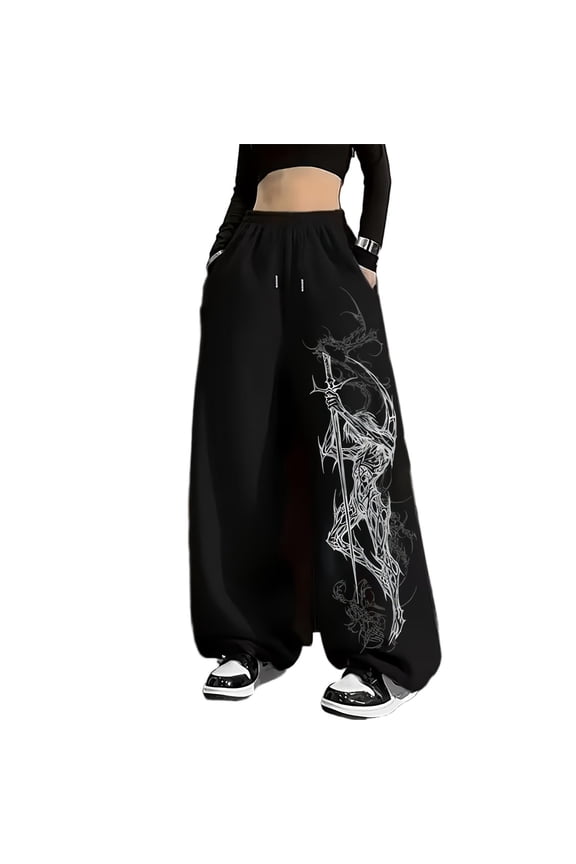 Black Y2K Baggy Gothic Sweatpants Y2K Men Emo Sweatpants 2000's Clothes Mens Baggy Track Pants, Wide Leg Joggers for Gym Workout Hip Hop Streetwear Casual Daily Wear