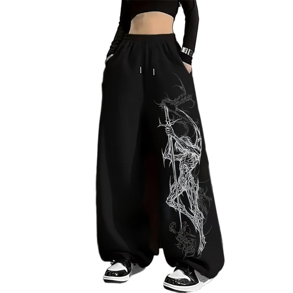 Black Y2K Baggy Gothic Sweatpants Y2K Men Emo Sweatpants 2000's Clothes Mens Baggy Track Pants, Wide Leg Joggers for Gym Workout Hip Hop Streetwear Casual Daily Wear