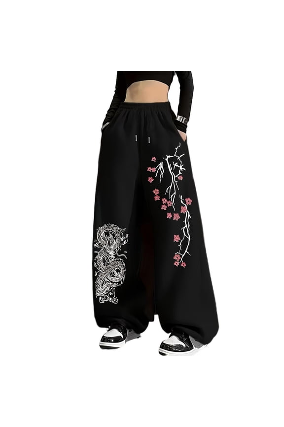 Black Y2K Baggy Gothic Sweatpants Y2K Men Emo Sweatpants Clothes Mens Baggy Track Pants, Wide Leg Joggers for Gym Hip Hop Streetwear Casual Daily Wear