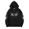 thumbnail image 1 of Black Y2K Zip Up Hoodie Men Women Gothic Print Unisex Oversized Grunge Streetwear Emo Hoodie Alternative Clothes, 1 of 5