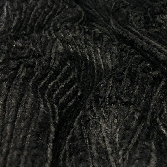 Black Yana K Mini Chevron Chain Striped Faux Fur