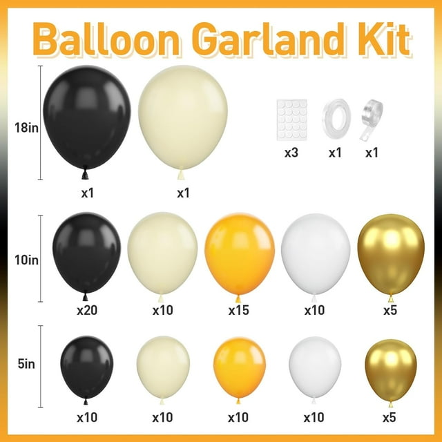 Black Yellow Balloon Arch, One Happy Dude Balloons Garland Kit With ...