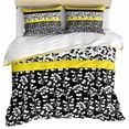 thumbnail image 1 of Black Yellow Bedding 3 Piece Duvet Cover Set Twin Size, Garden Floral Stripe Aesthetic Flower Boho Soft Microfiber Comforter Cover with Zipper Closure & Pillowcases, FadeResistant Quilt Cover, 1 of 9
