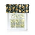 thumbnail image 1 of Black Yellow Boho Floral Valances for Windows, Rod Pocket Kitchen Valance Curtains - Soft & Washable Small Window Treatment for Living Room, Bathroom, Vintage Abstract Flower 54x18inch, 1 Panel, 1 of 9