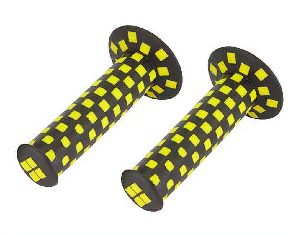 Black Yellow Checkered Bike Grips 7/8 long 124mm. Bicycle grips
