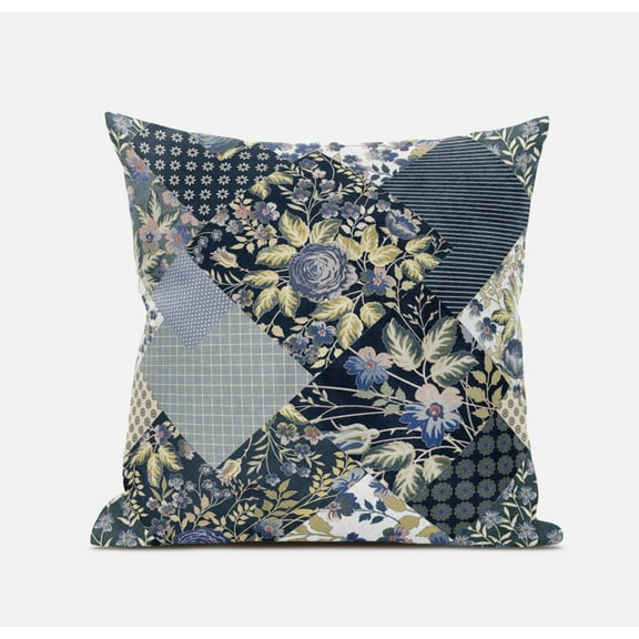 Black Yellow Floral Suede Throw Pillow