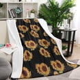 thumbnail image 1 of Black Yellow Green Leaf Sunflower Pattern Blanket,Comfortable Soft Flannel Throw Blanket,All Season,Warm Lightweight Blankets for Sofa Bed Couch Living Room Chair,60"x80", 1 of 4